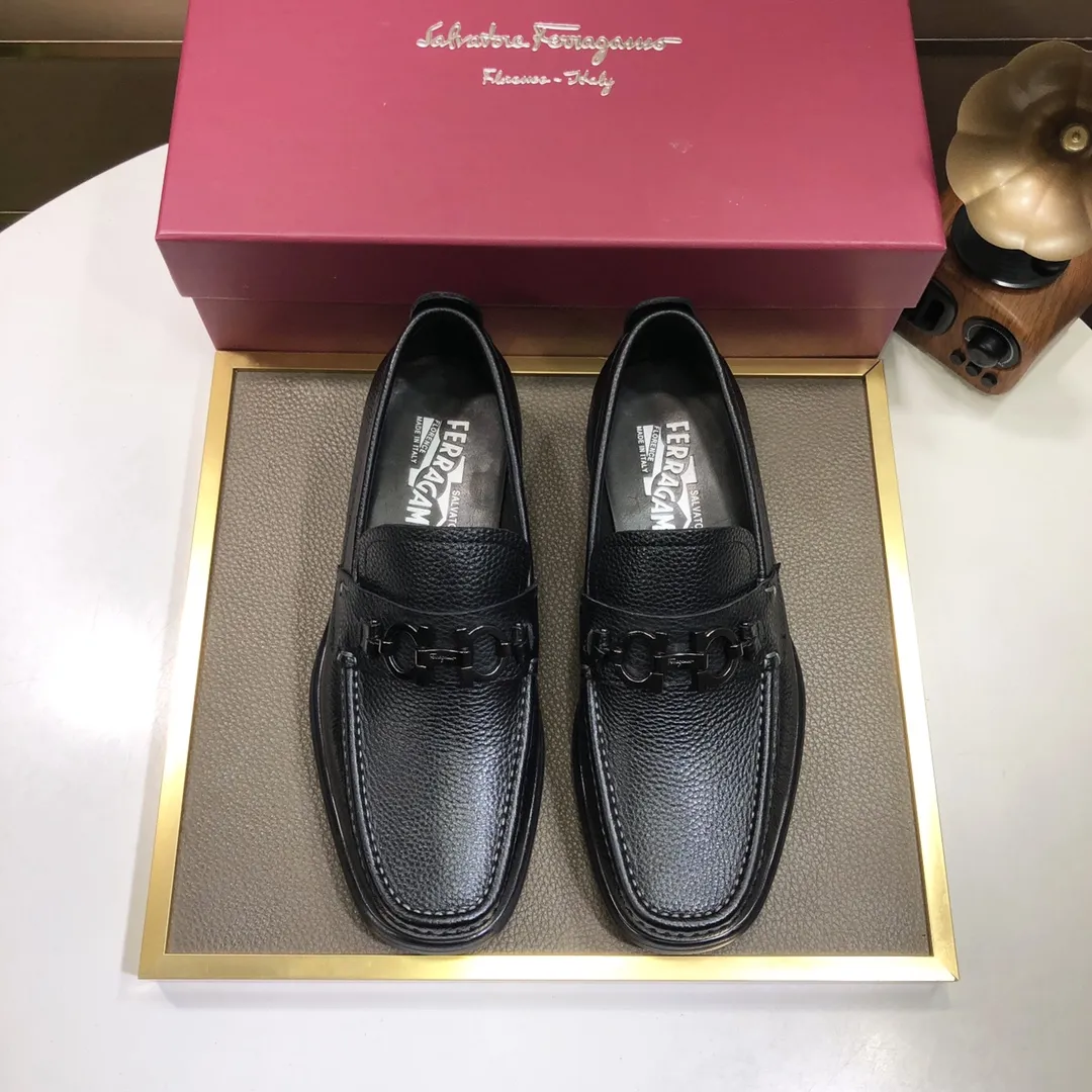 Men's shoes 💰500💰[Ferragamo/Ferragamo] The latest model in the counter. Original imported cowhide fabric + 🐂 water-dyed sheepskin lining + original luxury metal buckle + original combined outsole. Comparison without pressure 38--45 (45 is custom-made and cannot be returned or exchanged)